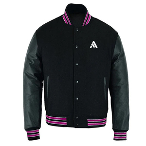 Chaqueta Universitaria Unisex de Lana con Mangas Personalizadas, Bordado de Parches, Chaqueta Deportiva de Invierno Resistente al Viento - Product Image 3