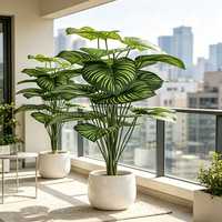 Plante artificielle Calathea Orbifolia en pot, fausse verdure en PVC, décoration intérieure et extérieure sur pied