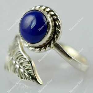925 Sterling <b>Silver</b> Handmade Lapis Lazuli Leaf <b>Ring</b> Natural Blue Gemstone Promise September Birthstone 18K Plating Gift - Product Image 5
