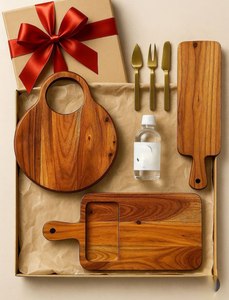 Tablas de Queso de Madera Natural con Bandeja de Servir Estampada en Esmalte, Rústicas para Aperitivos, Tablas de Cortar, Charcutería al Mejor Precio - Product Image 2