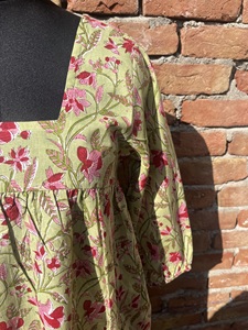 Mini Vestido corto de estilo Vintage para mujer 100% vestido de algodón indio con estampado de bloque de gasa de algodón indio Retro para mujer - Product Image 4