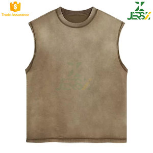 Débardeurs vintage 100% coton pour hommes, délavés, coupe ample, respirants, sans manches, décontractés, hauts d'été avec bords bruts - Product Image 4