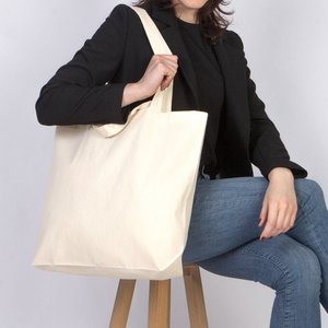 ถุงผ้าคอตตอนดิบแบบใช้ซ้ำได้ Bag-19W X 16ชม. x 4D รีไซเคิลได้สำหรับตลาด - Product Image 3