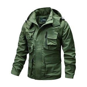 แจ็กเก็ตมีฮู้ดสำหรับผู้ชาย, แจ็คเก็ตแบบมีฮู้ดถอดได้กันลมกันน้ำลำลองสำหรับกลางแจ้งเสื้อกั๊กคาร์โก้มีกระเป๋าหลายใบ - Product Image 4