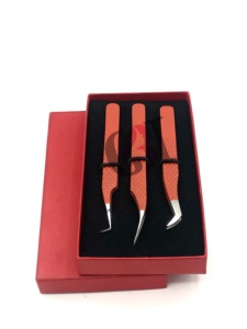 Nouvelles pinces à extensions de cils en acier inoxydable à isolation 90 degrés, revêtement poudré orange, volume russe, anti-magnétiques - Product Image 2