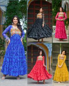 Women's Latest Beautiful Bandhani Print and Kutchi <b>Patchwork</b> in Faux Georgette Made From Viscose Collections - Product Image 3