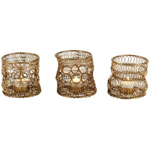 Vela de Metal de Navidad dorada hecha a mano, soporte votivo, diseño de tejido de alambre de hierro, accesorio de decoración del hogar en tendencia para vacaciones - Product Image 1