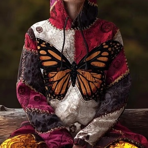 Sudadera con Capucha de Algodón Oversize de Alta Calidad con Estampado 3D y Pedrería, Diseño de Red, para Invierno, de Fabricantes, Mercancía en Stock, Estilo Pullover - Product Image 6