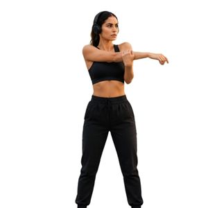 Conjunto Deportivo Negro para Mujer con Sujetador Deportivo, Pantalones Jogger y Auriculares Intrauditivos – Ropa Deportiva - Product Image 1