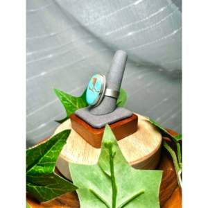 Antionette Martinez Kingman Turquoise & Sterling Silver <b>Adjustable</b> <b>Ring</b> Casual Style Stainless Steel Jewelry Bezel Setting Gift - Product Image 3
