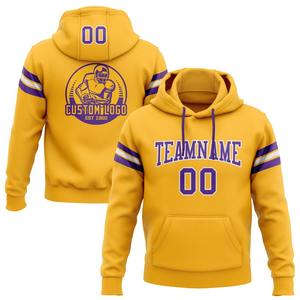 Custom Stitched Gold Purple-White Football Pullover Sudadera con capucha - Product Image 1