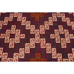 Alfombra vintage grande de 5.2x7.9 pies, alfombra turca, alfombra de lana con motivos de plantas y árboles en rojo y azul - Product Image 5