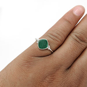 Anillo con forma de cojín de piedras preciosas de malaquita Natural de Plata de Ley 925 de buena calidad para mujer y niña, joyería hecha a mano, proveedores a granel - Product Image 2
