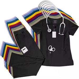 Alta calidad Unisex con cuello en V Hospital & Beauty Salon Scrubs Set Moda Uniformes médicos Impreso Enfermera & Doctor Scrub Trajes - Product Image 1