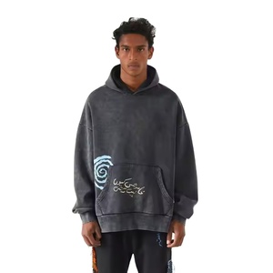 Qualité supérieure Vintage lavé à l'acide 450GSM 100% coton polaire sweats à capuche et sweats pierre lavé goutte-épaule sweats à capuche hiver - Product Image 4
