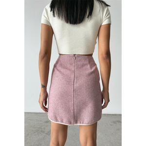 Falda Corta de Cachemira Rosa Suave, Tejido de Lana - Product Image 5