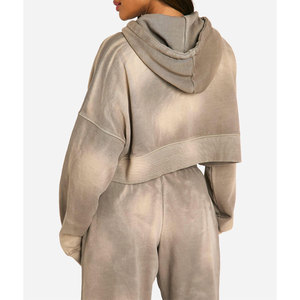 Trendy Women's Crop <b>Top</b> Hoodie | Stylish Drop Shoulder <b>Zipper</b> Hoodie | High-Quality Casual <b>Top</b> for Women - Product Image 2
