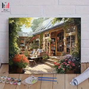 Kit de <span class=keywords><strong>peinture</strong></span> par numéros pour adultes et débutants <span class=keywords><strong>Peinture</strong></span> <span class=keywords><strong>sur</strong></span> <span class=keywords><strong>toile</strong></span> de la librairie de la cour familiale <span class=keywords><strong>Facile</strong></span> ou amusant Décoration murale de la maison Cadeau - Product Image 3
