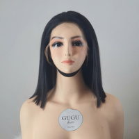 Perruque Lace Front 13x4 en dentelle transparente, cheveux humains vierges Remy, coupe longue bob, pré-épilée, lisse/ondulée profonde, fabriquée à la machine, noire