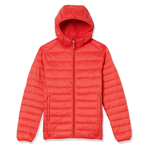 Chaqueta de Invierno Acolchada Roja para Hombre, Estilo Urbano, Cortavientos, Corte Ajustado, Cierre de Cremallera, Relleno 100% Fibra de Poliéster, Secado Rápido - Product Image 1