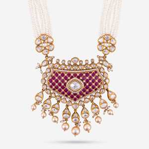 Kundan 185449 Bridal Jewelry Set Gold Plated Zinc Alloy <b>Necklace</b> Zircon Green <b>Ruby</b> Flower Shape Bezel Setting Fine Jewelry - Product Image 4
