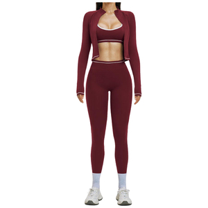 <b>Women</b> Three Piece Yoga Set Stretch Sports Bra High Waist <b>Leggings</b> Gym Fitness Running Training Sportswear Yoga Set For <b>Women</b> - Product Image 1