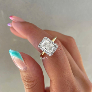 แหวนเพชรทรงเรเดียนท์ 3 กะรัต ดีไซน์ดับเบิ้ลฮาโล ทองคำแท้ 18K ความใส VVS สี F รับรองโดย IGI ผู้จัดจำหน่ายขายส่ง - Product Image 4