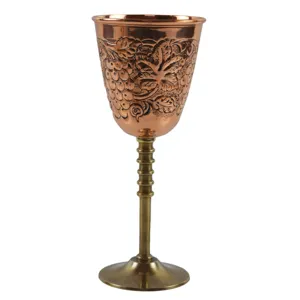 Wholesale Selling Copper Goblet Glass Wholesale And Supplier Best Design Copper Finished Wine Goblet Made In India High Quality