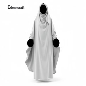 Robe élégante simple à la mode pour femmes Abaya en polyester pleine longueur pour Jilbab manches longues prière vêtements légers - Product Image 6