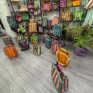 ถุงช้อปปิ้งไนลอนรีไซเคิล รักษ์โลก ใช้ซ้ำได้ ทนทาน ขนาดใหญ่ ลายทาง ใช้งานได้ยาวนาน หูหิ้วโลหะยาว ใช้ในซูเปอร์มาร์เก็ต - Product Image 5