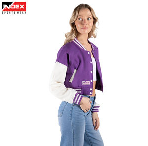 <b>Women</b> Crop Varsity <b>Jacket</b> Satin Made Long Sleeve Varsity <b>Jackets</b> <b>for</b> Ladies Wholesale Price Hot Selling - Product Image 1