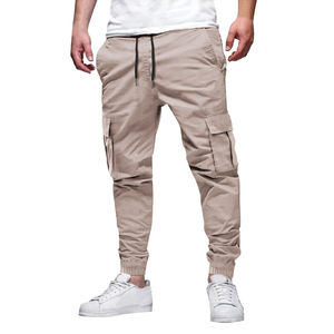 Vêtements de travail décontractés tout en coton à la mode pour hommes, pantalons de couleur unie, coupe ample, vêtements de sport multi-poches, vêtements en coton de couleur unie - Product Image 6