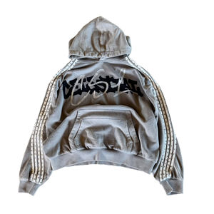 Survêtement surdimensionné à fermeture éclair en molleton français de haute qualité, coupe ample, effet délavé à l'acide, imprimé intégral, streetwear - Product Image 5