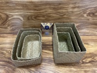 Meilleur Prix – Panier en Paille de Seagrass Fabriqué au Vietnam, Écologique, Respirant, Léger, Durable, avec Couvercle, Esthétique, pour Ameublement