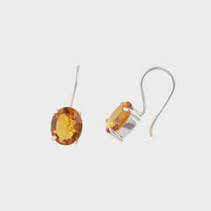 Boucles d'oreilles en citrine, pierre précieuse ovale, argent sterling 925, bijoux de naissance de novembre, cadeau élégant fait à la main pour les femmes - Product Image 2