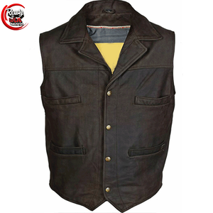 Nuevo Chaleco de motorista de piel de vaca genuina para hombre con decoración de botones, Chaleco de cuero transpirable para invierno, piel de vaca con pelo - Product Image 1