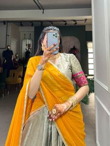 Tissu Jacquard en Viscose Pure Multi Thread et broderie Lehenga Choli vêtements ethniques pour les femmes robe de mariée de mariage - Product Image 5