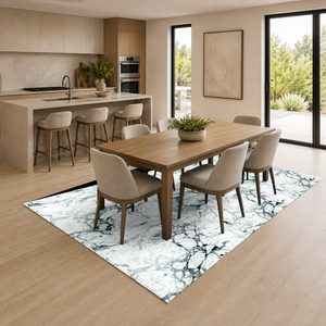 Alfombra de Área Chenille Lavable a Máquina, Antideslizante, con Estampado Digital Oriental Tradicional en Color Crema Marfil, Modelo LXDP-0971 de RUGS DEPOT, Venta al Por Mayor - Product Image 4