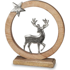 <b>Vintage</b> Silver Metal Star Showpiece With Mango Wood Base For Modern Home Decor Tabletop Office Desk Accent & Unique Gifting Item - Product Image 2