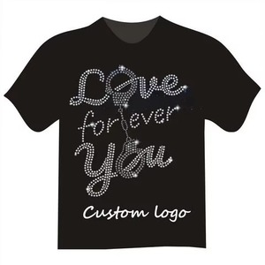 T-shirts personnalisés de haute qualité avec strass T-shirts à strass personnalisés Hot Logo Print Short Sleeve Graphic Design Crew Fitness T-shirts à strass pour hommes - Product Image 4