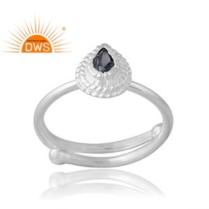Diseño hecho a mano 925 Plata Natural Londres Topacio Azul anillo de piedras preciosas para mujer joyería personalizada para mujer regalo para ella - Product Image 1
