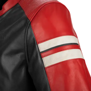Fashion Biker Black & Red Genuine Leather Racing Motorbike Jacket Track Racers CE Armours Protection Motorcycle Jacket For Men - Product Image 6