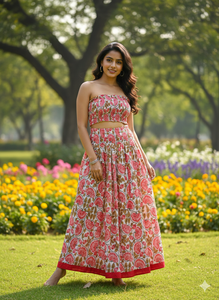 Falda de Cintura Alta para Mujer, Colección Otoño, Nueva, Plisada Ancha, Estampada, Informal, con Decoración Fruncida, Versátil, de Tela de Algodón - Product Image 2