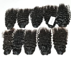 100% traitement chimique de qualité naturelle Aucun Styles Bouclés Indiens Faisceaux Bruts En Gros Pas Cher Double Dessiné Extensions de Cheveux Humains - Product Image 2