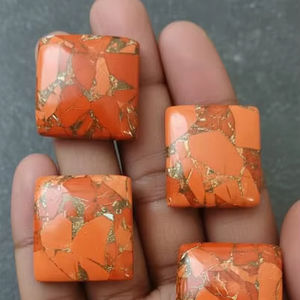 Piedras Preciosas de Obsidiana y Cuarzo de la Mejor Calidad, Par Suelto para Joyería, Color Turquesa, Forma Rectangular, Parte Posterior Plana, 20% de Descuento y Regalo - Product Image 1