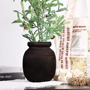 Jarrón de madera de granja para decoración del hogar, jarrones de madera rústica para decoración centro de mesa, jarrón de madera marrón negro, jarrones de madera para Decoración - Product Image 4