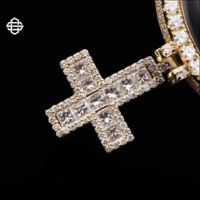 Pendentif photo commémoratif personnalisé en argent 925 plaqué or, serti de zircons, style hip-hop, pour homme, avec breloque photo et sertissage griffe