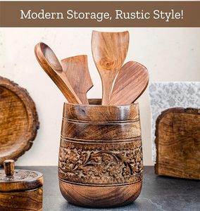 ที่วางช้อนไม้ทำมือสำหรับวางบนเคาน์เตอร์ครัว เพื่อให้ช้อนทำอาหารสะอาดและใช้งานสะดวก ในราคาที่ดีที่สุด โดย AALIYAN IMPEX - Product Image 2