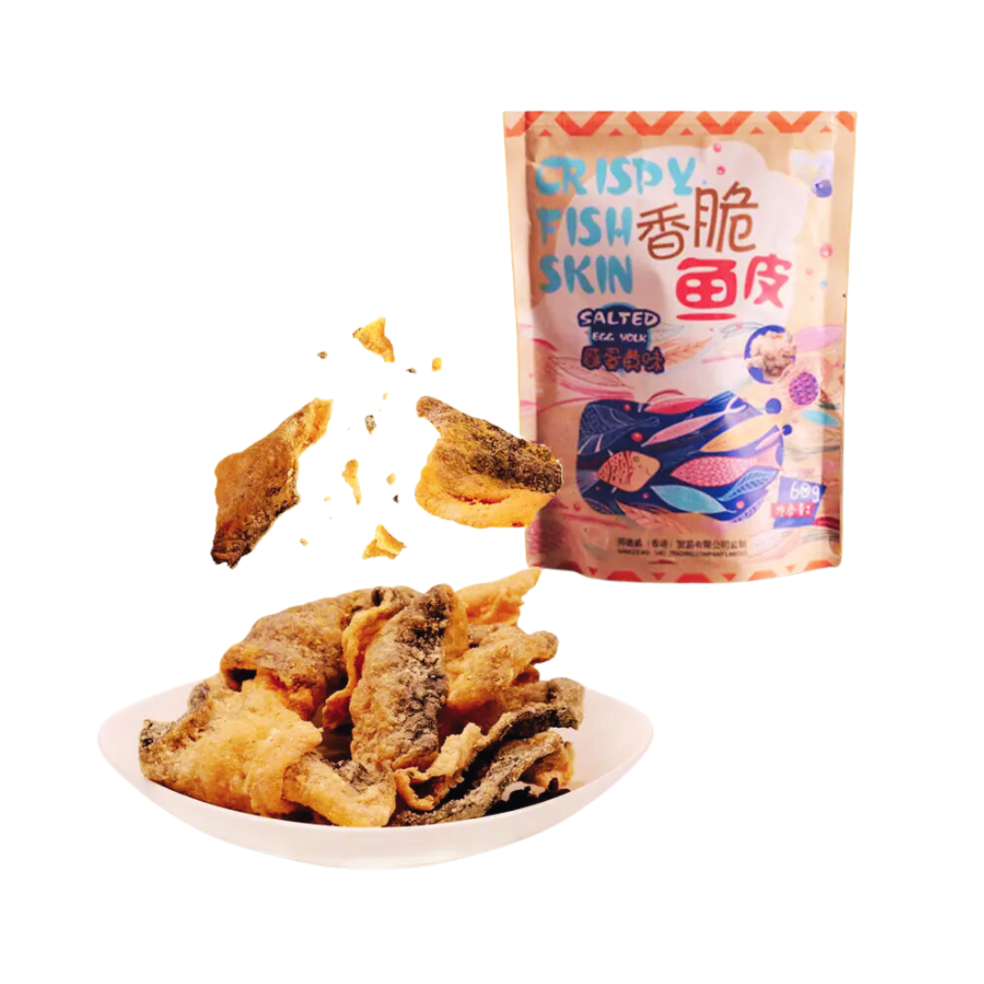 Grade Foods Snacks Crispy Fish Skin Wholesale Seafood Snacks with Salted Egg Yolk Flavour Pack in Bulk Boxes