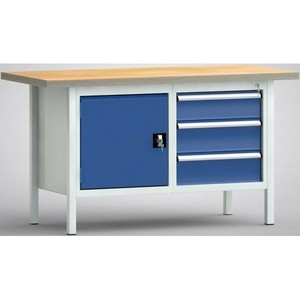 Banco da lavoro 1500x700x840 mm 1 scomparto con porta, 3 cassetti - Product Image 3